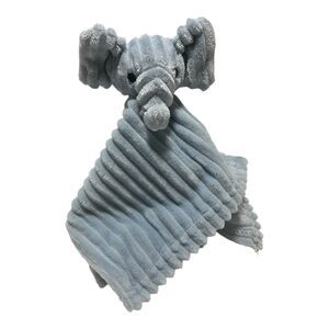 Mon Lapin Blue Elephant Baby Lovey Plush Security Blanket Ribbed